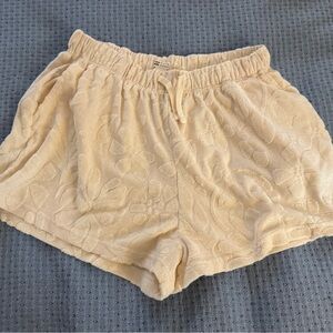Women’s Billabong Cream Terry Floral-Texture Shorts- Medium
